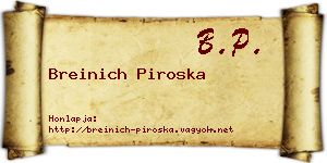 Breinich Piroska névjegykártya